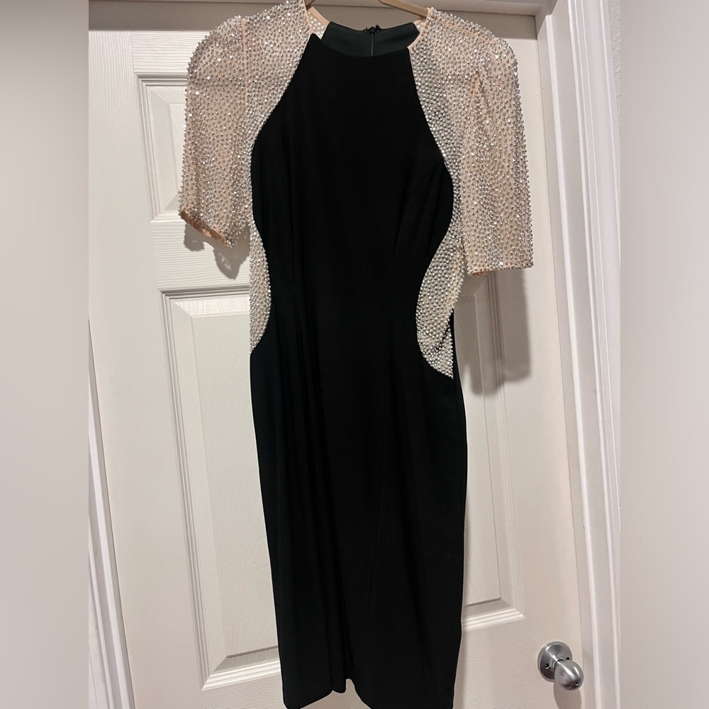 Size 8 black/rhinestone illusion cocktail dress